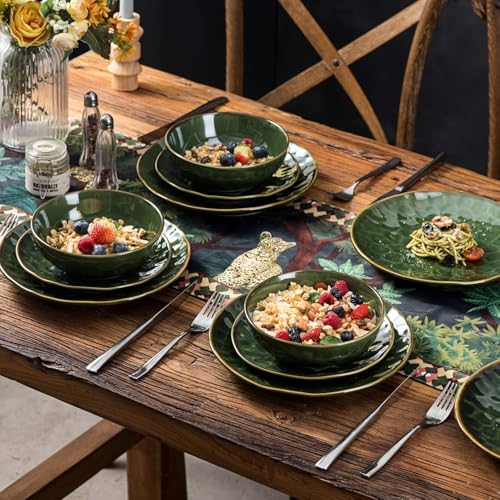 Ceramic Round Dessert Salad Plates (Green)