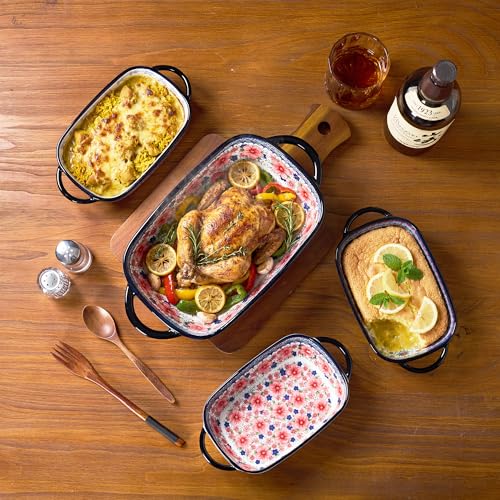Ceramic Casserole Dishes for Oven (Red)