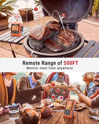 TempSync 500FT Wireless Meat Thermometer for Grilling and Smoking (Two Probes)