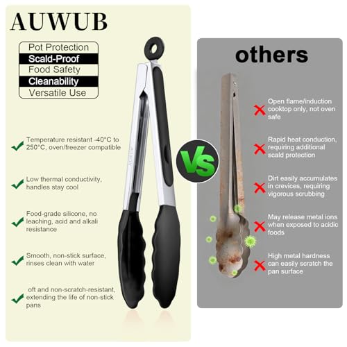 9 Inch Kitchen Tongs (Black / 9inch)