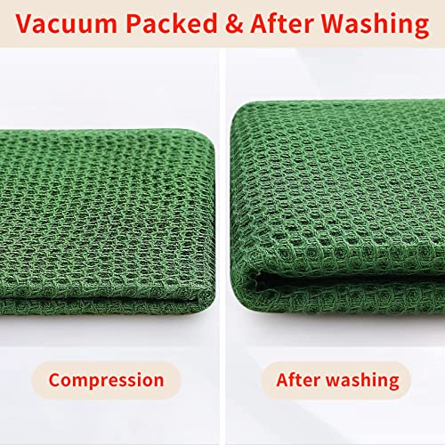 100% Cotton Waffle Weave Kitchen Dish Towels 8 (Grass Green / 13 X 28 - 8 Pack)