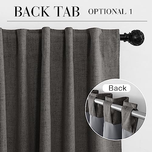 Grey 100% Blackout Linen Curtains 72 Inch Long for Bedroom (Grey / 52"W x 72"L (Pack of 2))