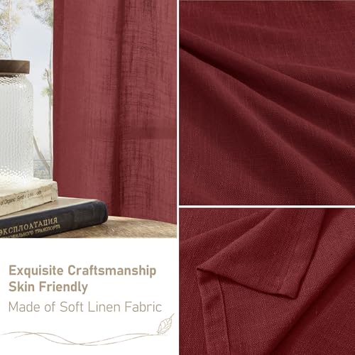 95 inch Linen Curtains for Living Room 2 Panels (52"W x 95"L (Pack of 2) / Burgundy Red)