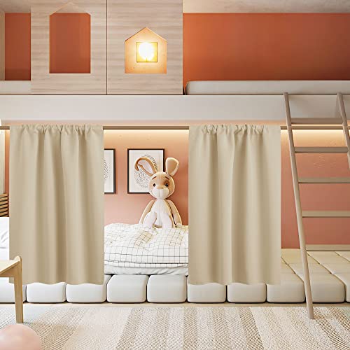 Basement Bathroom Kitchen Cafe Privacy Window Curtains 30 inches (Biscotti Beige / 34"W x 30"L (Pack of 2))