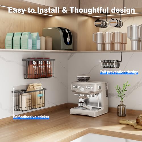 4 Pack Adhesive Cabinet Door Organizer (Black / 4 Pack)