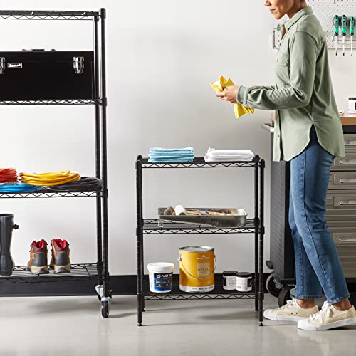 3 Shelf Adjustable Heavy Duty Steel Wire Rack Storage Shelving Organizer with Storage Space (3 -Shelf / 23.2"L x13.4" W x 30" H / Black)