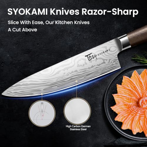 14 Piece Kitchen Knife Set with Magnetic Block (14 Piece with Rotatable Block)