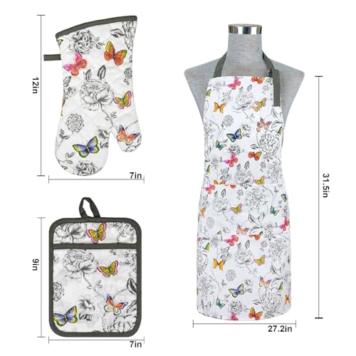 Oven Mitts and Pot Holders with Chef Apron (Butterfly)