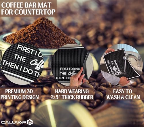 First I Drink the Coffee Then I Do the Things Silicone Station Mat for Countertop 18x12 in (First I Drink the Coffee)