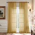 Gold Sheer Curtains 96 Inches Long 2 Panels Set for Bedroom Living Room (59"W x 96"L (Pack of 2) / Gold)