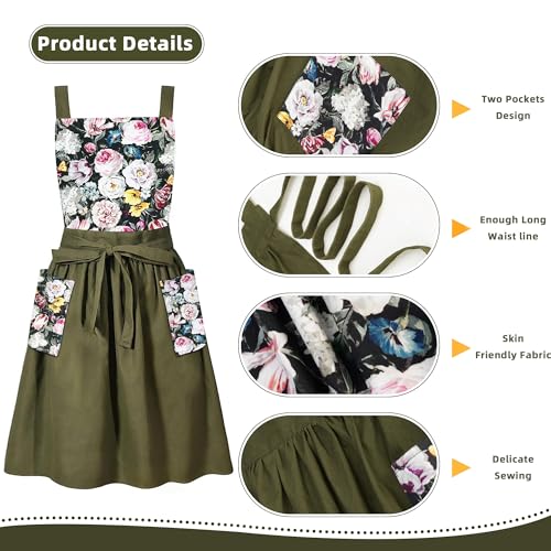 Apron Dress for Women with Pockets (Forest Vintage)