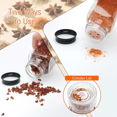 15 Pack 8oz Glass Spice Jars with Grinders
