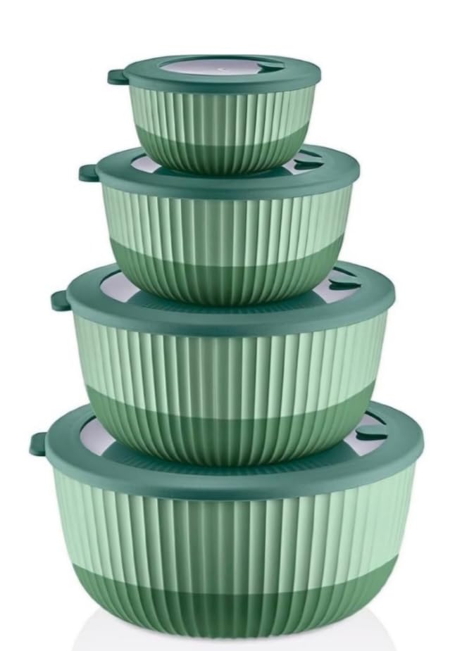 Plastic Mixing Bowls with Lids (Green)