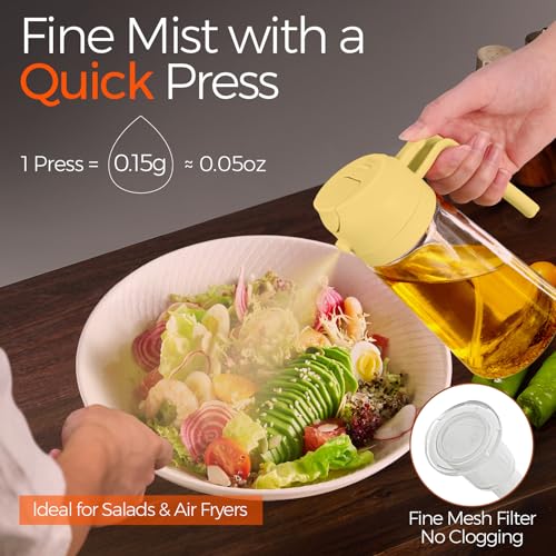 16oz 470ml Glass Olive Oil Sprayer for Cooking with Stickers (1Pc Pomelo)