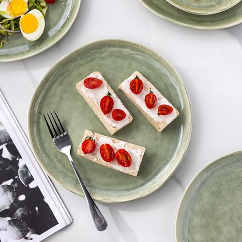 Ceramic Plates Set of 6 (Olive Green / 8.5 Inch)
