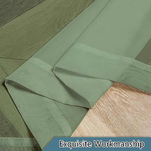 Sage Green Sheer Kitchen Curtains 36 Inch Length 2 Pieces (Sage Green / 40"W x 36"L (Pack of 2))