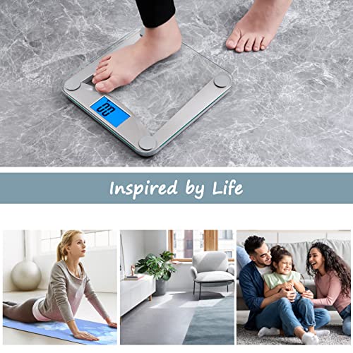 Bathroom Scale for Body Weight Accuracy 0.1lb (Silver)