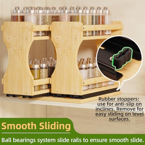 Pull Out Spice Rack Organizer for Cabinet (9" Wide, 2 Drawers)