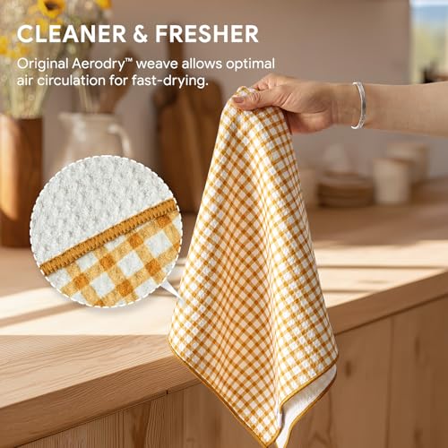 Waffle Kitchen Towel Set of 2 (Joyful Bees)