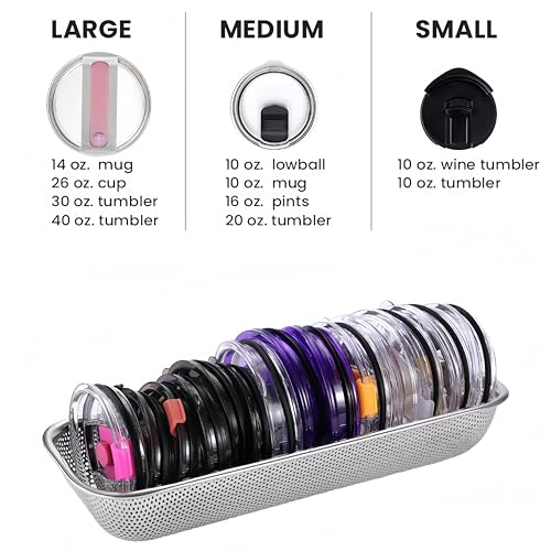 2Pack Stainless Steel Tumbler Cup Lid Organizer (Small / SilverIndustrial-2pack)