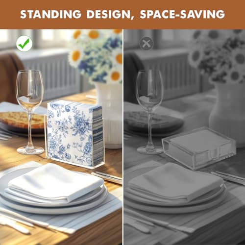 Acrylic Vertical Napkin Holder for Kitchen Table (Clear Luncheon Napkin Holder)