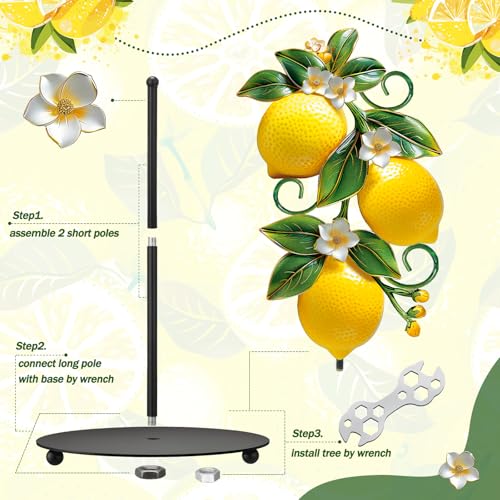 Lemon Paper Towel Holder with Round Base Lemon Bathroom Decor Rustic Housewarming Gifts Dispenser Kitchen Paper Holder Stand for Christmas Yellow Countertop Toilet Home Accessories (Lemon)