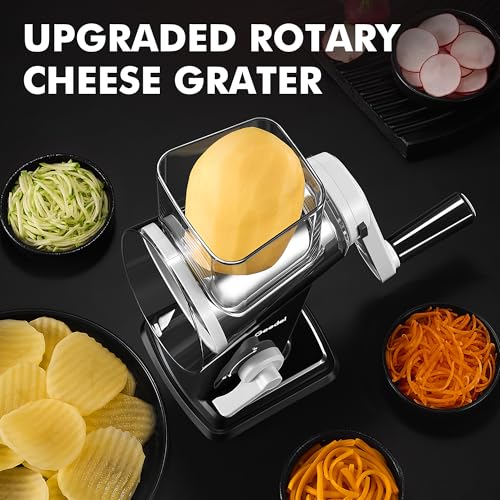 Upgraded Rotary Cheese Grater Hand Crank (Black / 4 Blades)