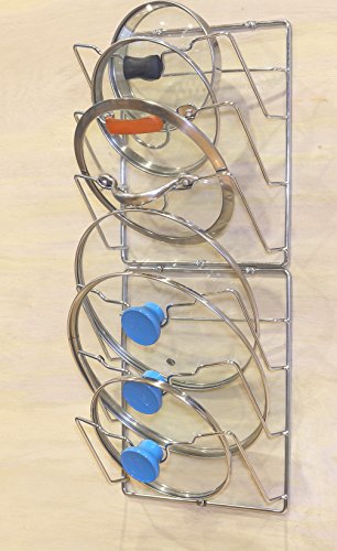 2-Pack Door/Wall Mount Pot Lid Organizer Rack, Chrome (Chrome)