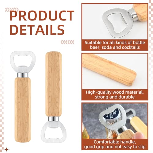 20 Pcs Wooden Bottle Opener Bulk Wooden Beer Opener Engravable DIY Bottle Opener for Gift Wedding Party Restaurant