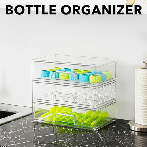 Bottle Storage Organizer Baby (10.3"H, 3 Pack, 3L / Clear)