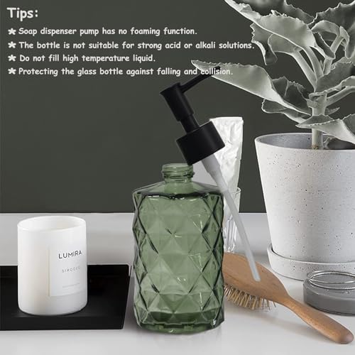 Green Glass Soap Dispenser with Black Plastic Pump (Light Green)
