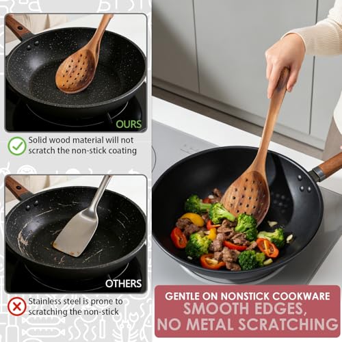 13.5" Acacia Wooden Slotted Spoon