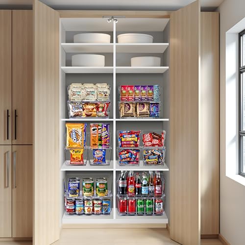 Clear Pantry Organizer with Stackable Storage Bins (Small Square / 8 Pack)