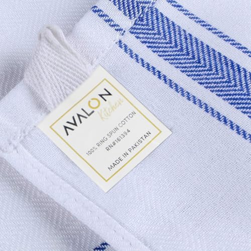 Dish Towels 45 Pack Blue Stripe 100% Cotton Kitchen Towel 15x25 Inch Tea Towels (Blue Stripe / Pack of 45)