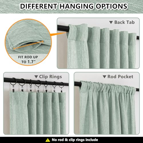 Living Room Curtains 84 Inches Long Semi Sheer Light Filtering Privacy Drapes for Bedroom Rod Pocket Textured Boho Home Decor (50"W x 84"L (Pack of 2) / Aqua)