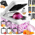 15-in-1 Vegetable Chopper, Food Veggie Chopper With Container (Black / 10 blades)