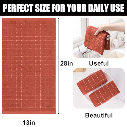 100% Cotton Terry Kitchen Dish Cloths (Rust / 13 X 28 - 8 Pack)