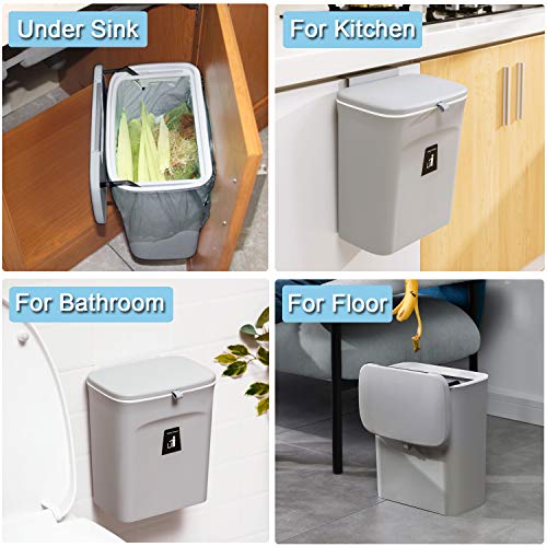 2.4 Gallon Kitchen Compost Bin for Counter Top or Under Sink (Gray)