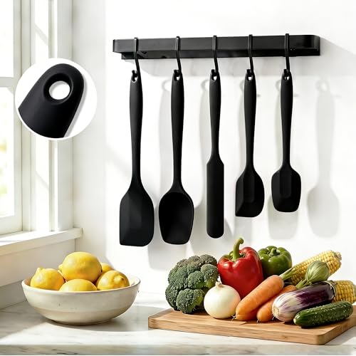 5 Pieces Silicone Spatula Set (Black / 5)