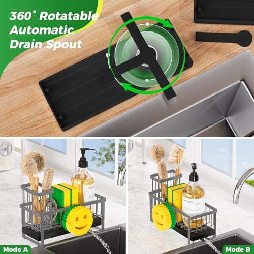 Sponge Holder for Kitchen Sink (Gray-tray)