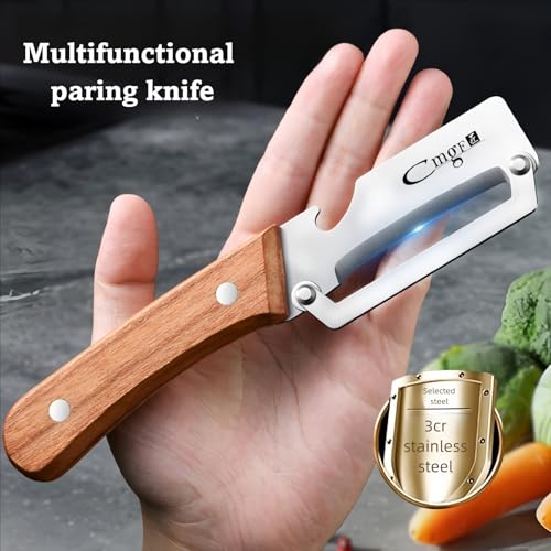Vegetable Peeler Wooden Handle Sharp Stainless Steel Blade for Fruit (Standard / Silver/Burlywood)