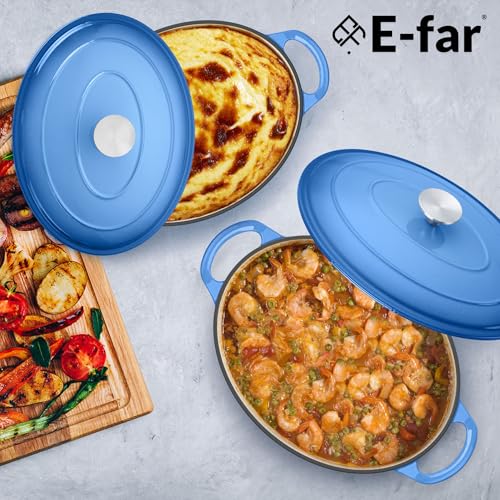 7QT Oval Dutch Oven Pot with Lid (7 QT-Oval / Blue)
