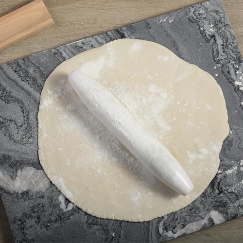African Natural Marble French Rolling Pin (Shuttle White Marble 12 Inch)