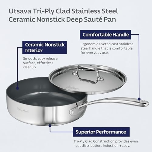 Utsava Tri Ply Clad Stainless Steel 2.9 (Saute Pan / 2.9 Quarts)