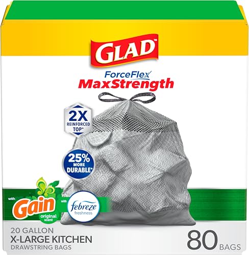 ForceFlex MaxStrength Drawstring XL Kitchen Trash Bags (80 Count (Pack of 1))
