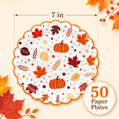 50 Pack Fall Paper Plates