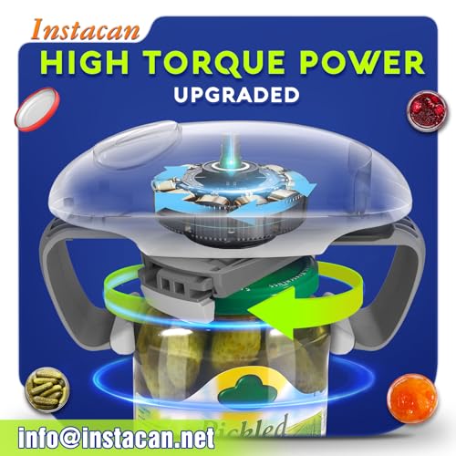 Higher Torque and One Touch Electric Jar Opener Easy Remove Almost Size Lid with Auto (White)