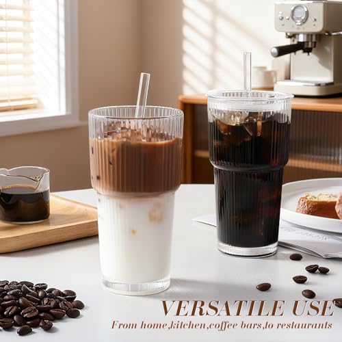20oz Ribbed Iced Coffee Cups with Lids (Ribbed)
