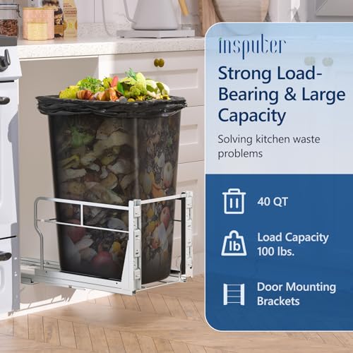 Pull Out Trash Can Cabinet with Soft (Single / Silver)