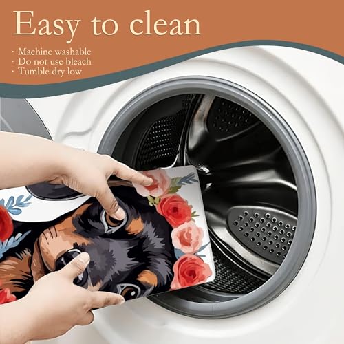 Dachshund Dog Flowers Dish Drying Rack Mat for Kitchen Counter (Dachshund Dog Flowers)
